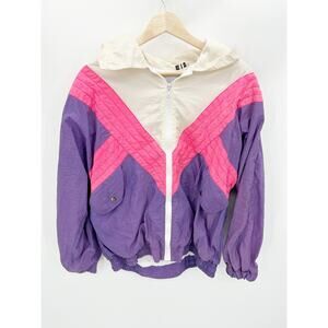Otello Pelle VTG Pink Purple Cream Full Zip Track Jacket Women's Size Medium M